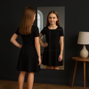 Samolepiace zrkadlá s HD čistotou (4 ks, 30x30 cm) | MIRRAZE