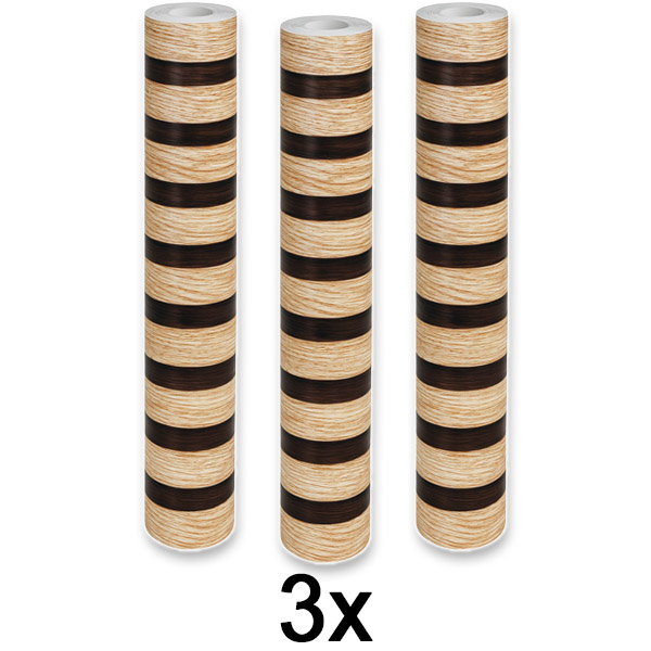 3x Elegantná nástenná nálepka s dreveným efektom | LINEWALL